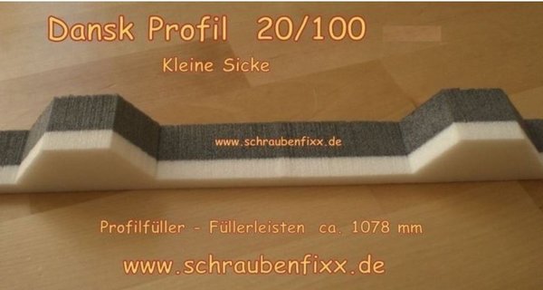 Profilfüller Areco Dansk Profil ® DP 20/100 (17/154) KS kleine Sicke