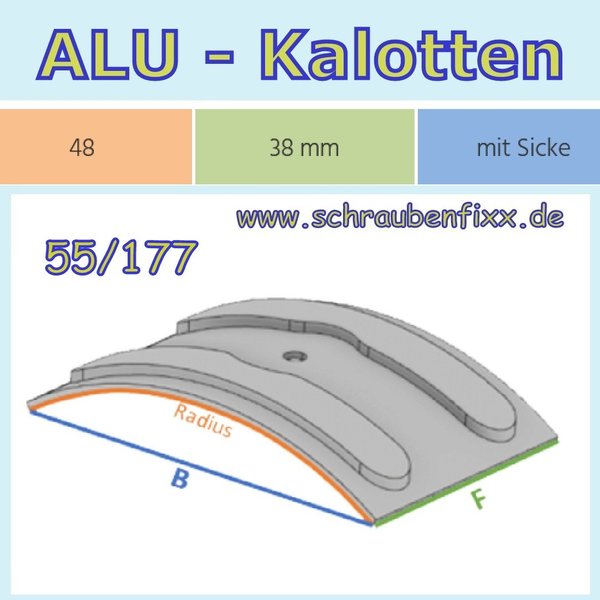 Alu Kalotten Wellprofil  55/177